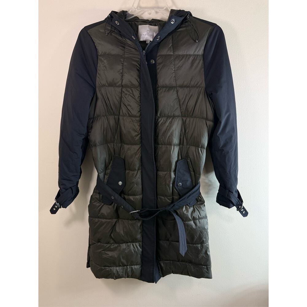Anatomie Megeve Colorblock Puffer Coat M Belted Hooded Luxe